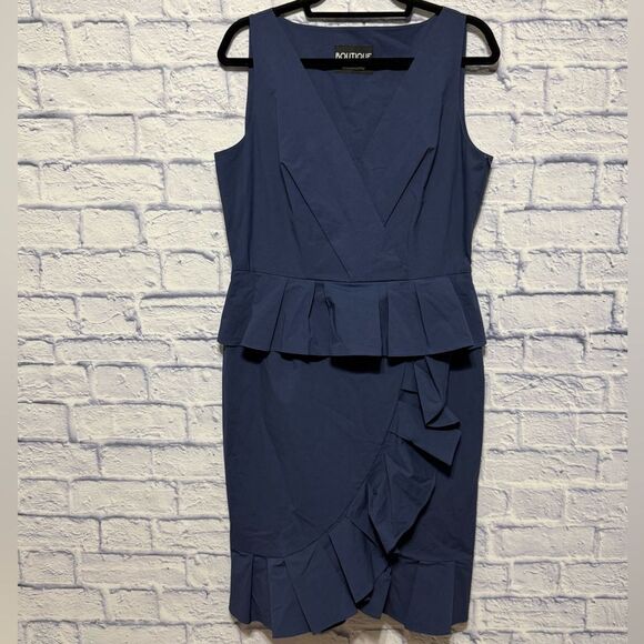 Boutique Moschino blue Ruffled Cotton Sleeveless Peplum Dress 12 - Picture 11 of 14